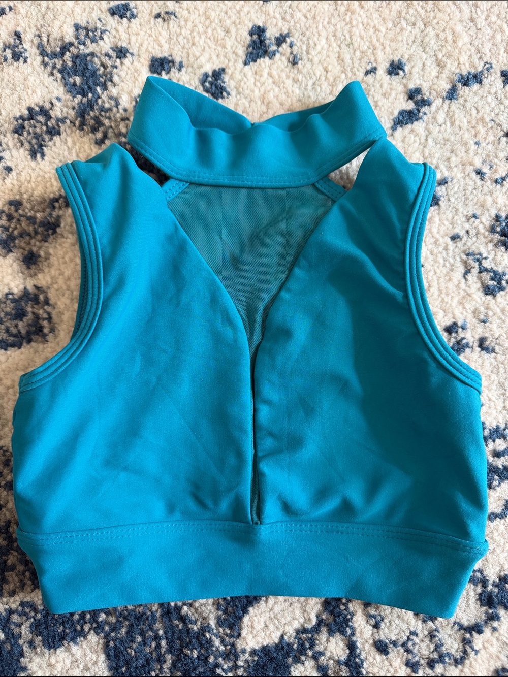 Girls Teal Dance Crop Top – Sleeveless Performance Costume